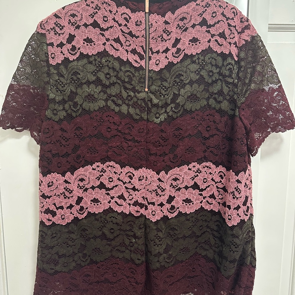 Elegant Ted Baker Lace Women Top - Pink Maroon and Green - Picture 2 of 4